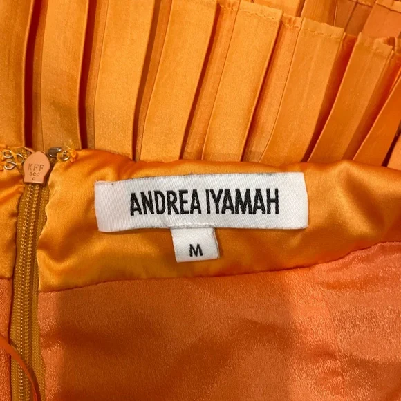 Andrea Iyamah Vibrant Orange Tami Pleated Tiered Wide Leg Pants Size Medium - Picture 8 of 10